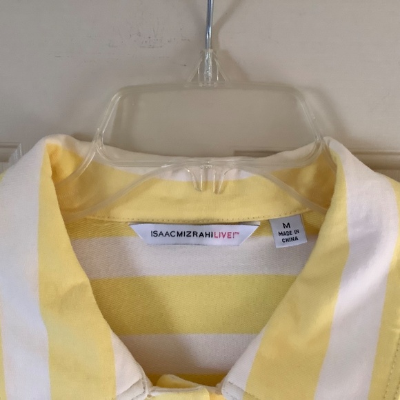 Isaac Mizrahi Striped Button Front Knit Jacket Yellow SZ M - Picture 6 of 16